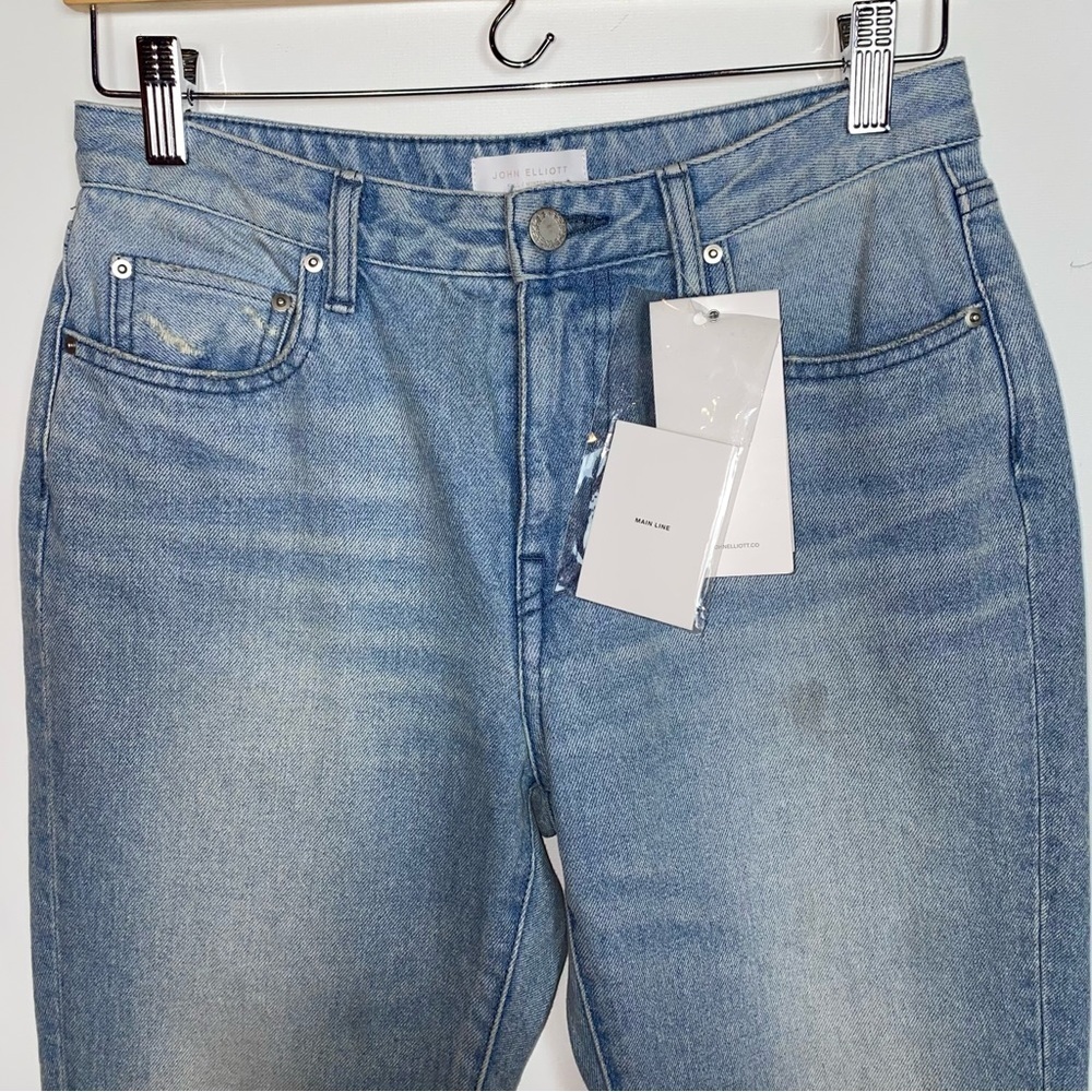 New John Elliot Charlotte Solar Indigo Slim Distressed High Rise Jeans 27 — image 4 of 8